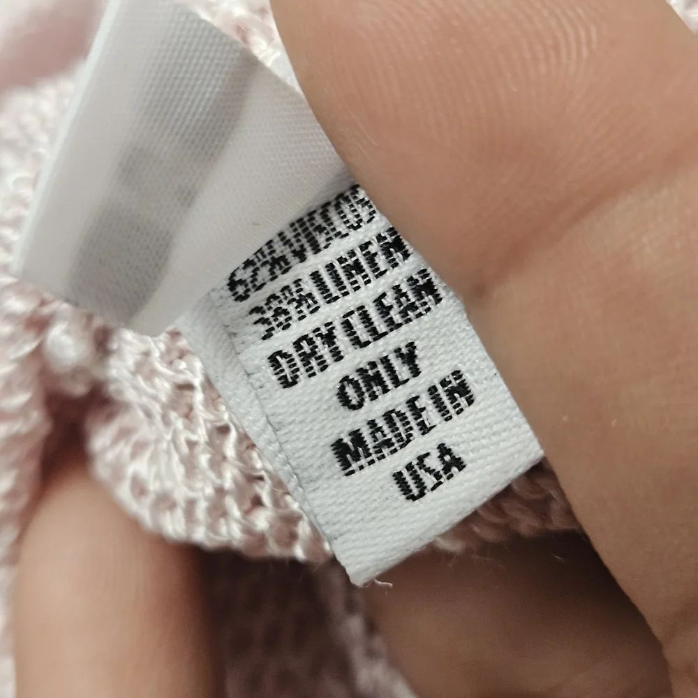 Vintage Barbara Katz Feather Pink Sz M Lenin Blend Knit Bliuse Shell Button - Picture 9 of 16